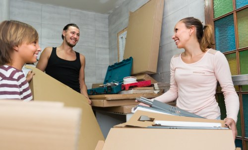 Packing boxes and household items prepared for removals in Mortlake