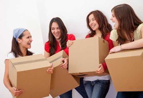 Moving boxes and furniture prepared for Mortlake removals