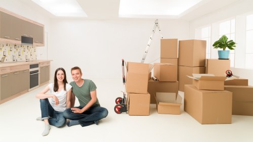 Packed boxes and furniture ready for a Mortlake house move